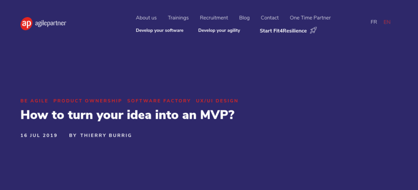 VeraContent work sample: How to turn your idea into an MVP | Agile Partner (via AdoraWeb)