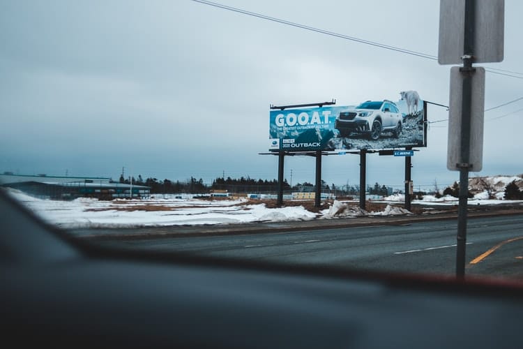 Car billboard on a U.S. highway