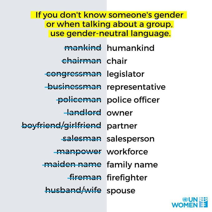 A very practical gender-neutral language guide from the UN for social media use