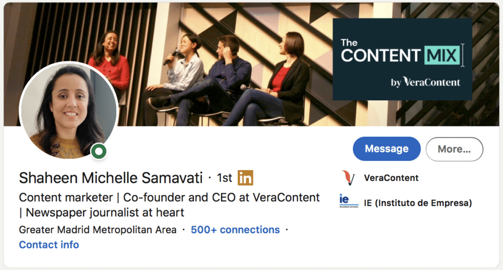 screenshot Shaheen Samavati's LinkedIn profile