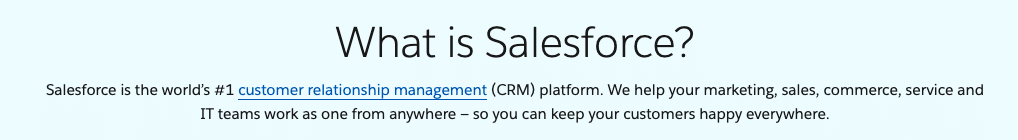 The Salesforce sales page in English