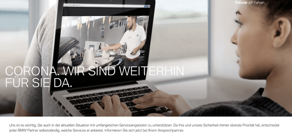 German marketing of Coronavirus-related information on BMW's website