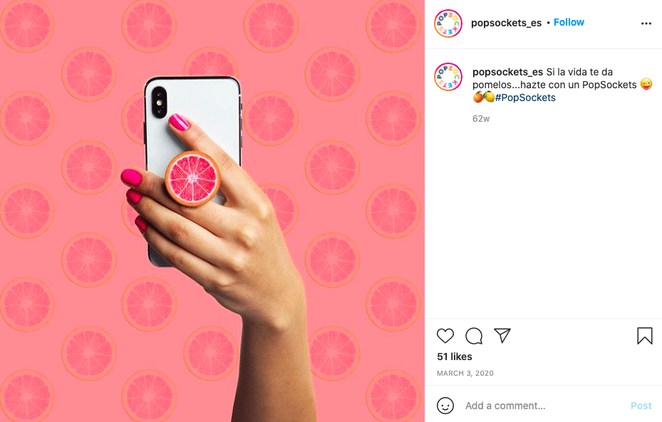 PopSocket's Spanish Instagram account