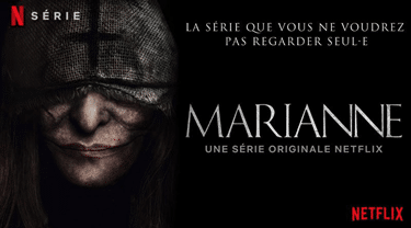 Example of the French median-period, an inclusive language option, being used in a poster for Netflix series Marianne