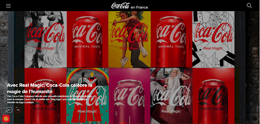 The localized French version of Coca-Cola's website