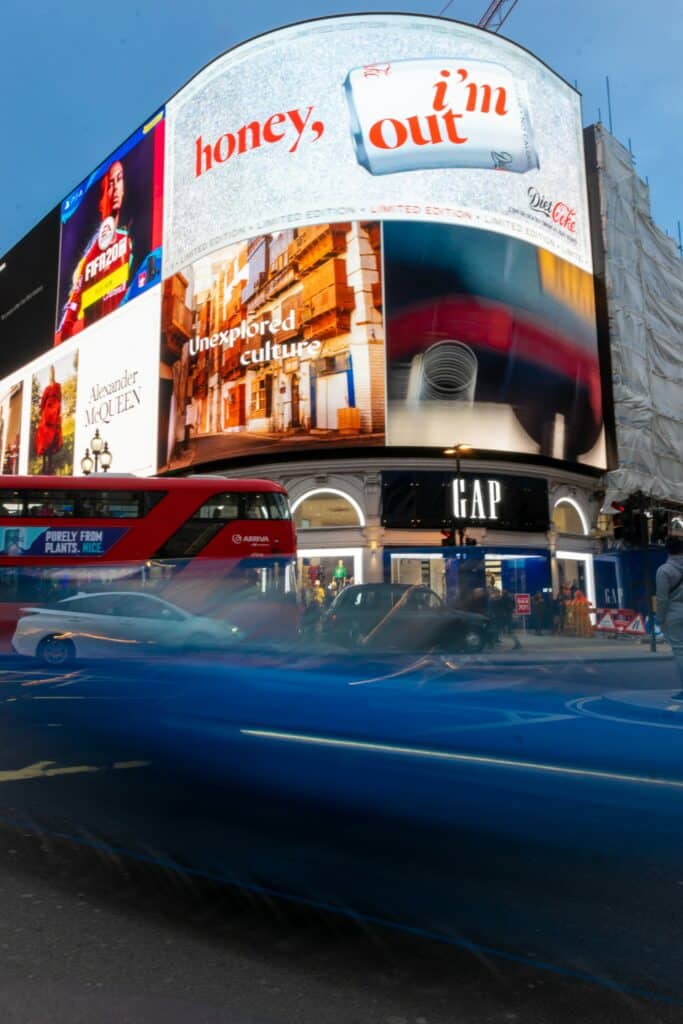 Large street billboards with adverts in London