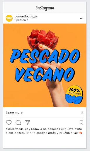 Current Foods Spanish Instagram post