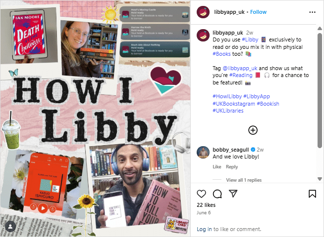 Example of UGC post from Libby