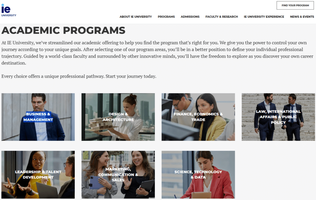 brochure translation examples from IE University