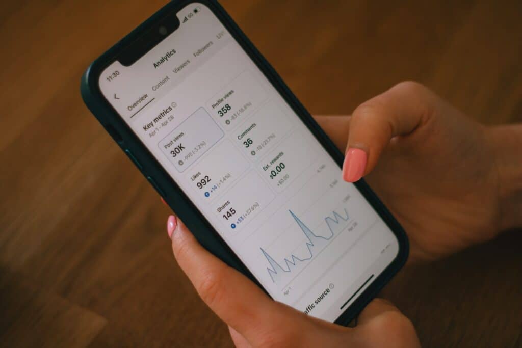 Phone showing Instagram Statistics