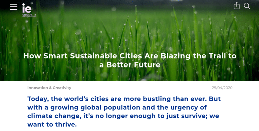 Here's an informative blog post written by VeraContent for IE University’s undergraduate blog on the importance of designing smart cities.