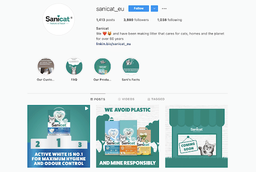 Sanicat Europe Instagram account that forms part of the brand's global localized marketing strategy