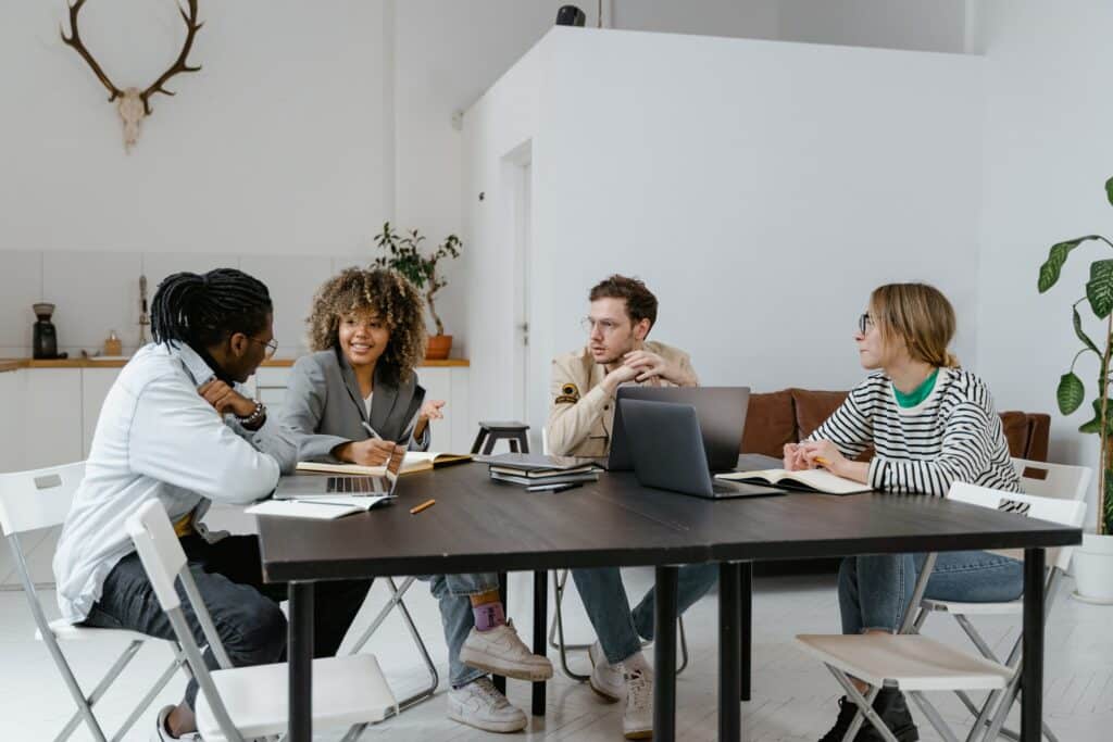 Global content marketing team meeting