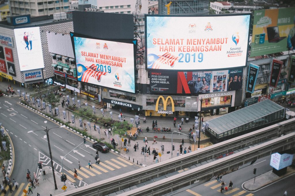 A collection of multilingual branding examples in Bukit Bintang Kuala Lumpur