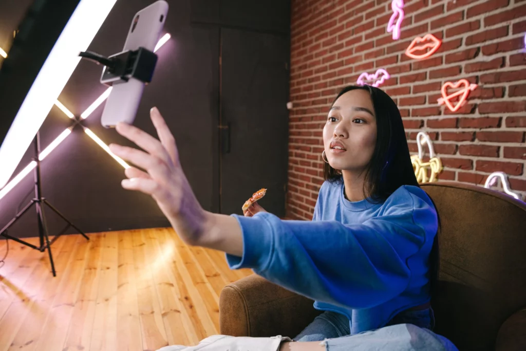 an influencer preparing to record a video