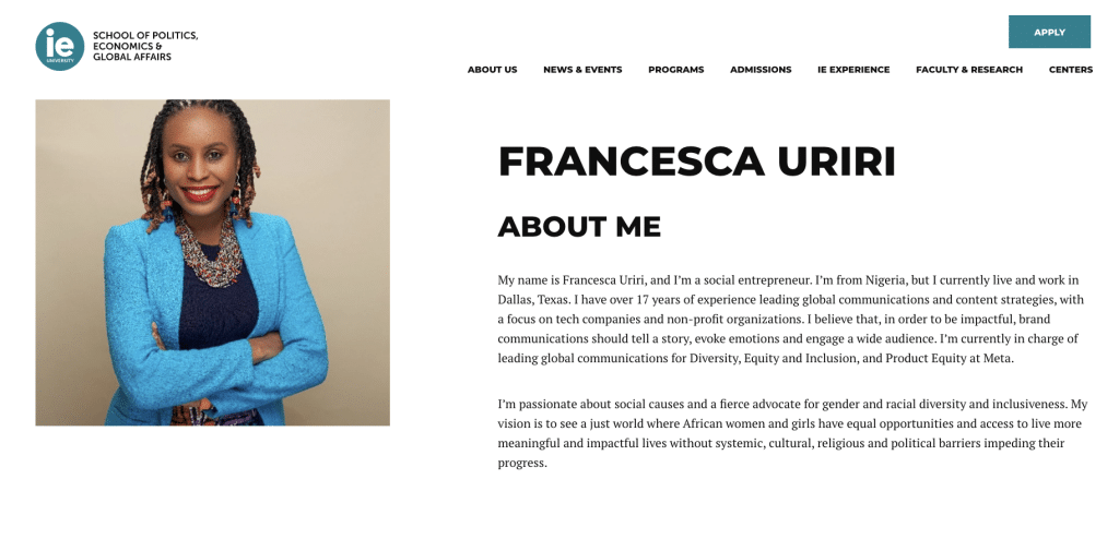 Alumni Stories: Francesca Uriri | Uncover IE by VeraContent