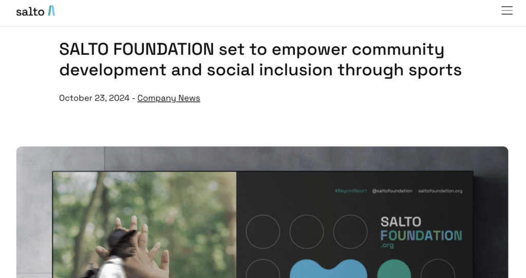 SALTO FOUNDATION set to empower community development and social inclusion through sports