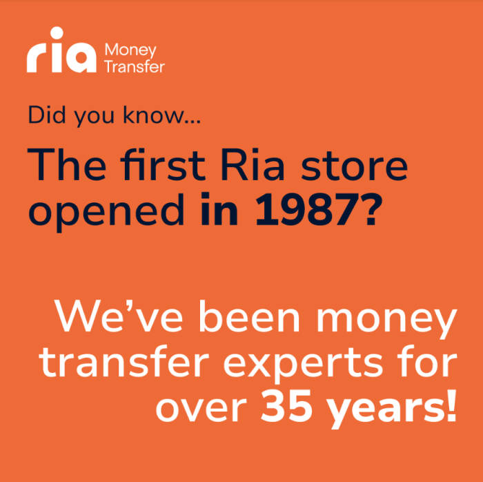 Ria Money Transfer English social media graphic