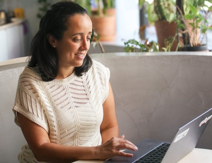 Shaheen Samavati on laptop
